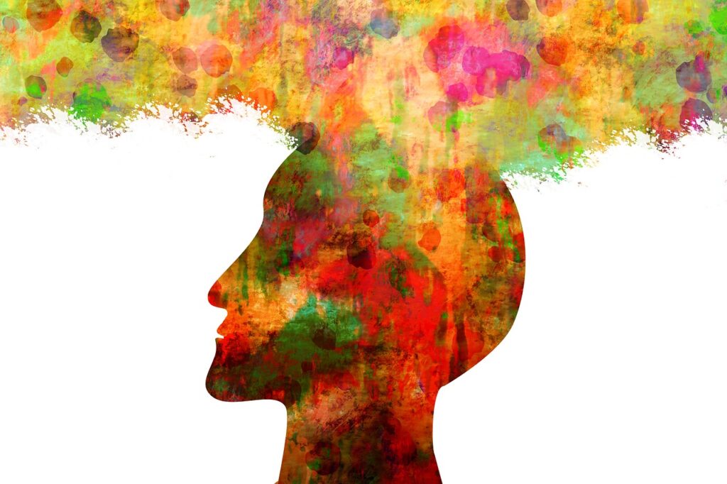 colorful silouette of head representing muddled point of view