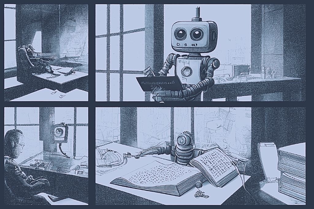 Robot Writer cartoon