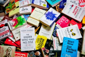 Books in a messy pile