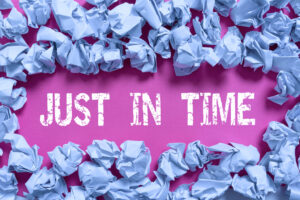 Just in time - surrounded by crumpled notes