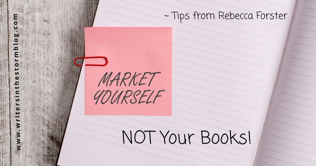 Photo of notebook with the words "Market Yourself Not Your Books"