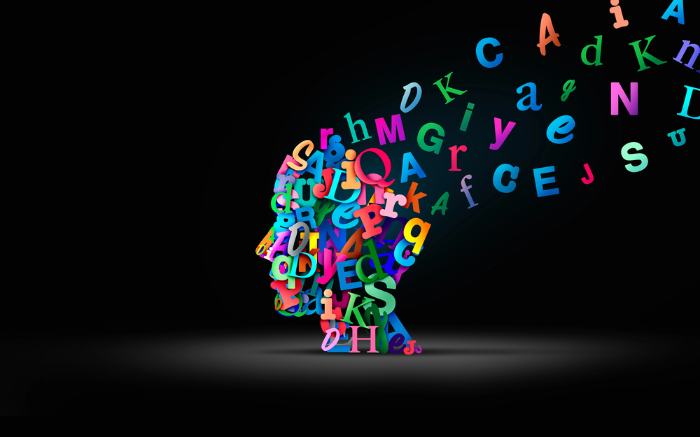 Voice vs POV - this is an abstract showing words developing from letters in someone's head.