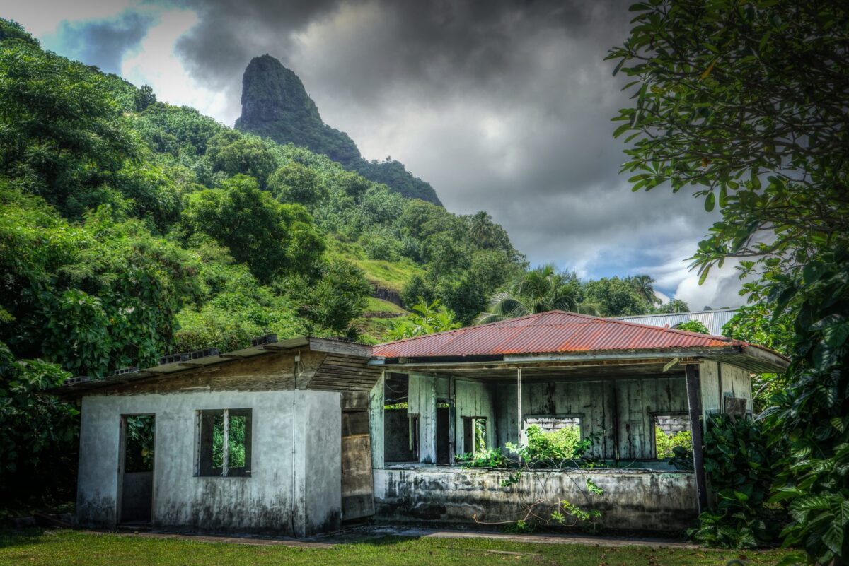 Spooky shed at the base of a mountain
